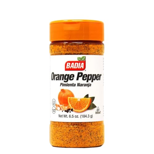 Badia Orange Pepper Seasoning, 6.5 oz - Pepper, Garlic & Onion, Zesty Citrus Blend for Chicken, Seafood & Vegetables