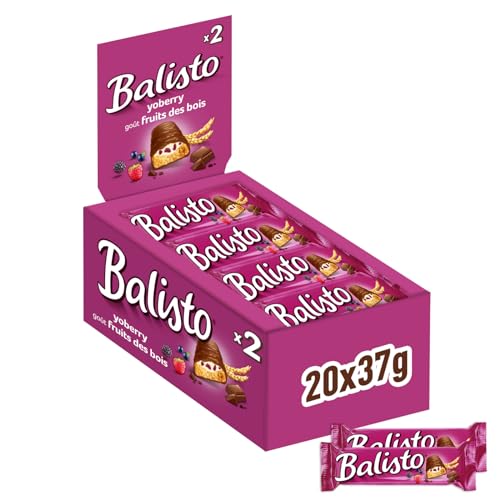 🔥 STARKER PREIS (-38%) Balisto Schokoladen Großpackung, Yoberry, Getreide Schokoriegel mit Joghurt-Beeren, 20 x 37g, Schokolade, Müsliriegel, Schoko Großpackung (740g)