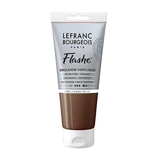 LeFranc-bourgeois Flashe, Extra-Fine Acrylic Vinyl Emulsion, Artists Quality, Burnt Umber, 80ml Tube