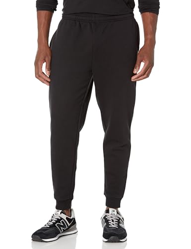 Amazon Essentials Men's Relaxed Joggers Sweatpants, Fleece, Comfortable Fit, Black, X-Small