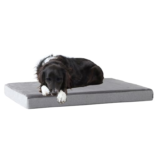 BarkBox Orthopedic Memory Foam Bed BarkBox Orthopedic Dog Bed - Large | with Memory Foam - Comfortable, Durable & Machine Washable Pet Bed - Grey