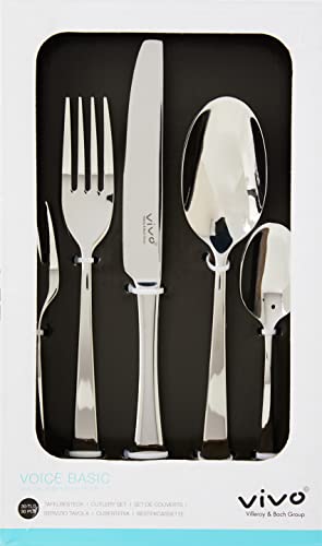 (-44%) vivo - Villeroy & Boch Group - Voice Basic Tafelbesteck 30 Teilig 6 Personen, Spülmaschinenfest, Rostfrei, Besteck Set, Essbesteck, Messer Gabel Löffel Set, Cutlery Set, Besteckset Edelstahl