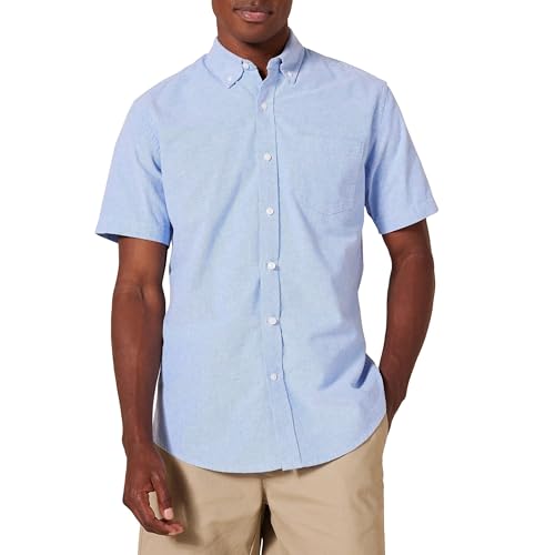 Amazon Essentials Oxford Shirts for Men - Regular-Fit, Short-Sleeve, Blue, X-Large