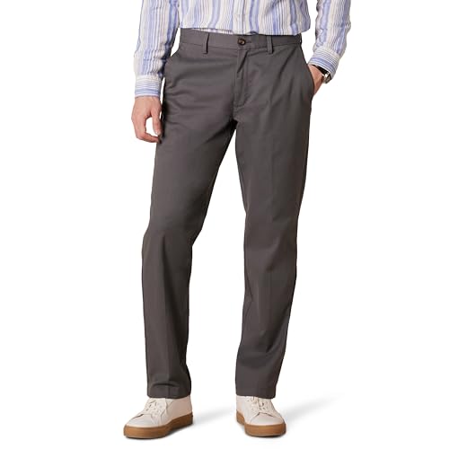 🔥 STARKER PREIS (-51%) Amazon Essentials Herren Knitterarme Flatfront-Chinohose, Gerade Geschnitten, Grau, 28W / 28L