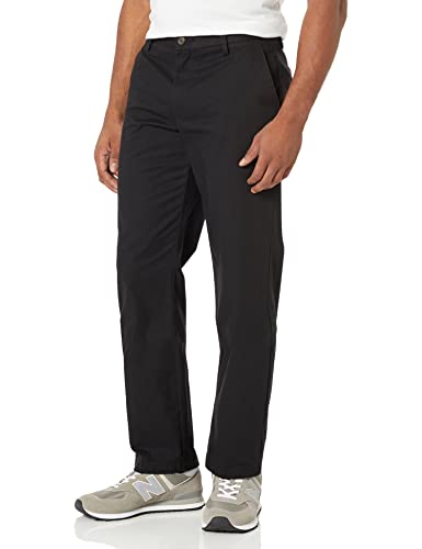 Amazon Essentials Men's Straight-Fit Wrinkle-Resistant Flat-Front Chino Pant, Black, 30W x 32L
