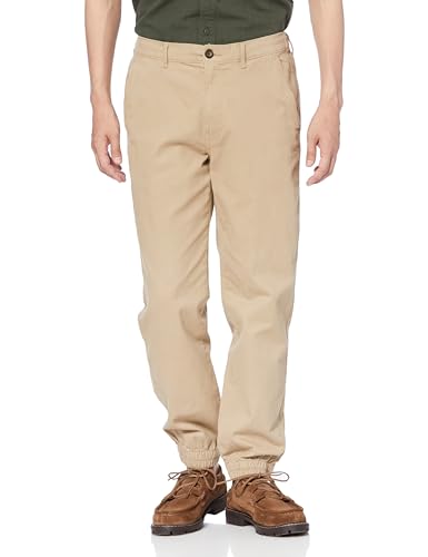 Amazon Essentials Men's Straight-Fit Chino Jogger Pant, Khaki Brown, Small