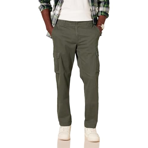 Amazon Essentials Men's Straight-Fit Stretch Cargo Pant (Available in Big & Tall), Olive, 34W x 30L