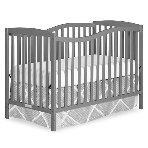 Dream On Me Chelsea 5-in-1 Convertible Full-Size Baby Crib in Steel Grey, GreenGuard Gold & JPMA, Pinewood, 4 Mattress Heights, Converts to Toddler, Day & Full-Size Bed, Modern Classic Nursery