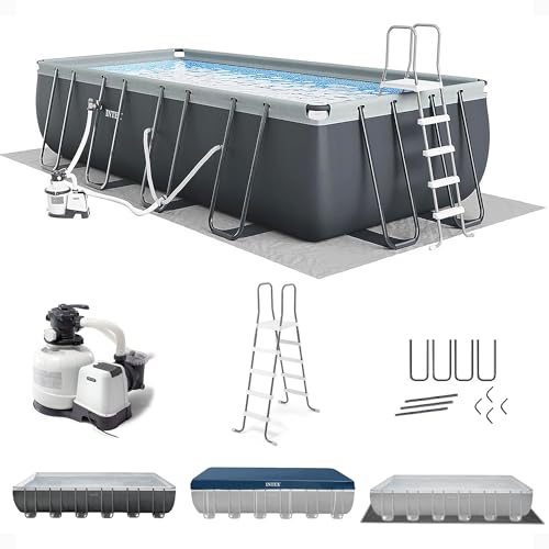 INTEX 26363EH Ultra XTR Deluxe Rectangular Above Ground Swimming Pool Set: 24ft x 12ft x 52in – Includes 2100 GPH Sand Filter Pump – Easy Assembly