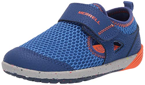 Merrell Boy's Bare Steps H20 Shoe, blue/orange, 095 Medium US Toddler
