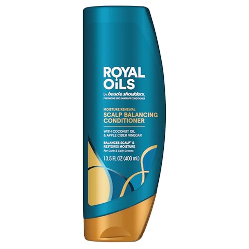 Head & Shoulders Conditioner, Moisture Renewal, Anti Dandruff Treatment and Scalp Care, Royal Oils Collection with Coconut Oil, for Natural and Curly Hair, 13.5 fl oz