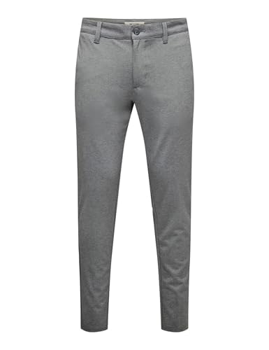 (-45%) ONLY & SONS Herren Male Chino Onsmark Slim Fit Hose, Medium Grey Melange, 32W / 30L EU