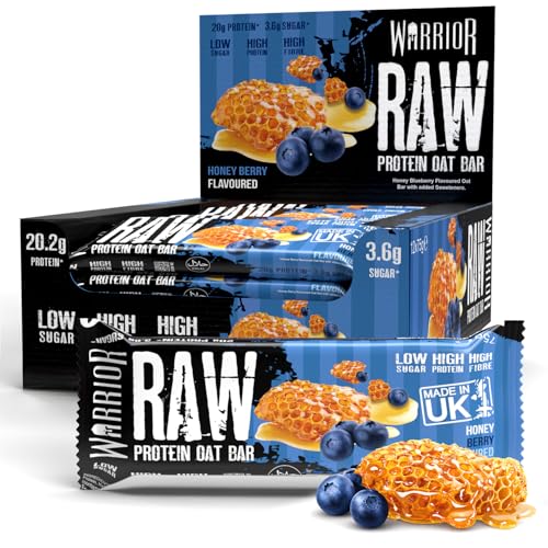 (-28%) Warrior Raw Proteinriegel 12 x 75 g – Honigbeere 12 Riegel, ballaststoffreich, mit Protein & Hafer, als Snack oder vor dem Training, vegetarisch