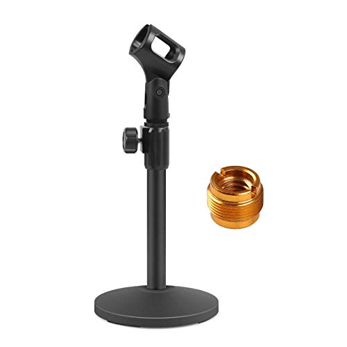 InnoGear Desktop Microphone Stand, Upgraded Adjustable Table Mic Stand with Mic Clip and 5/8" Male to 3/8" Female Screw for Blue Yeti Snowball Spark & Other Microphone