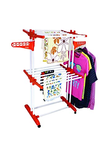 Heavy Duty Portable Cloth Dryer Stand with 2 Pole & 2 Layer with 6 Wheels- Royal Jumbo