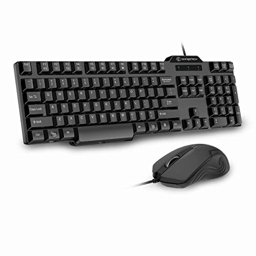 Kabelgebundene Tastatur und Maus Kombi, Computer USB Office Tastatur mit 1,8 m USB-Kabel und 3 Tasten Maus, unterstützt Windows 10/8/7/Vista/XP, Mac,