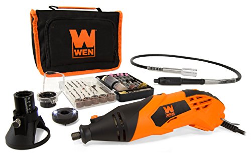 WEN 23114 1.4-Amp High-Powered Variable Speed Rotary Tool with Cutting Guide, LED Collar, 100+ Accessories, Carrying Cas