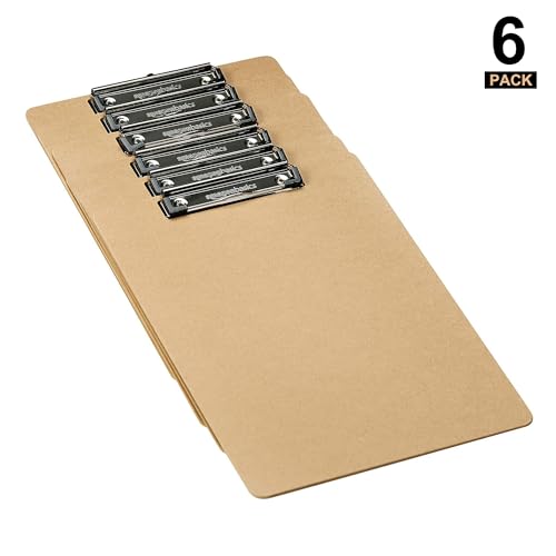 Amazon Basics Hardboard Office Clipboard, 6-Pack, Brown