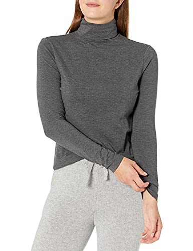 Amazon Essentials Women's Long-Sleeve Turtleneck (Available in Plus Size), Charcoal Heather, Large
