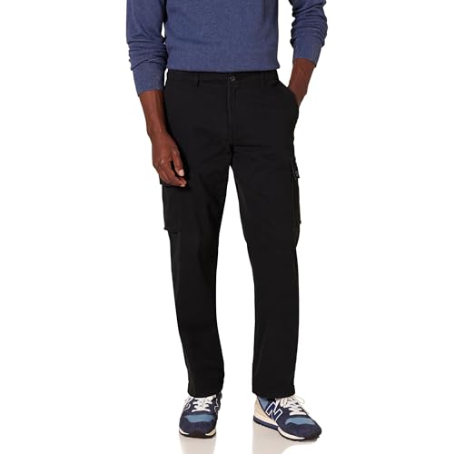 Amazon Essentials Men's Straight-Fit Stretch Cargo Pant (Available in Big & Tall), Black, 32W x 28L