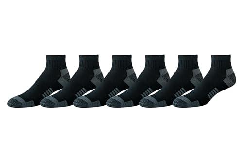 Amazon Essentials Men's Athletic Ankle Socks, Breathable, Cotton Blend, Cushioned, 6 Pairs, Black, 13-15