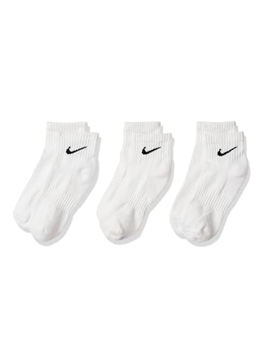 Nike Unisex Everyday Cushioned Training Ankle Socks (3 Pairs), White/Black, Medium