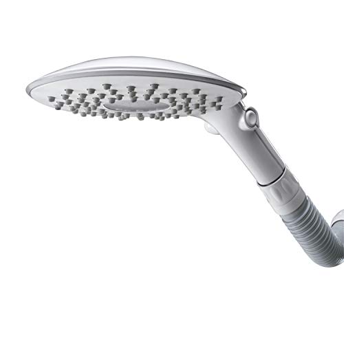 Waterpik Flexible Arm Rainfall FlexNeck Shower Head with 7.5 Inch Large Shower Face, Adjustable Height with Easy DIY Installation, 1.8 GPM White, CF-201E