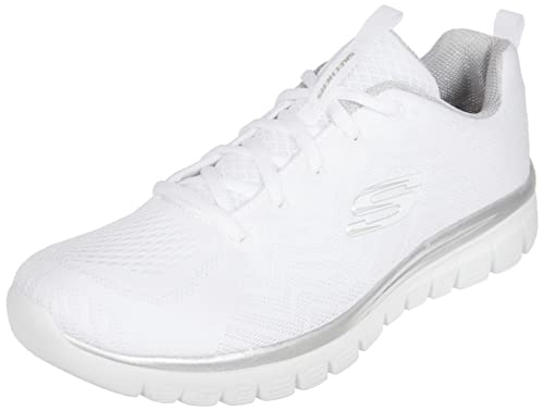 🔥 STARKER PREIS (-46%) Skechers Damen Graceful Get Connected Sneakers, White Silver, 38 EU