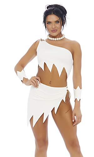 Forplay Women's A Bedrock Babe Sexy Cartoon Character Costume Adult Costume, white, L/XL