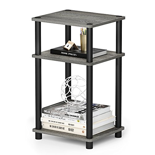 Furinno JUST Side Table, 3-Tier End Table, Open Shelves Night Stand, Bedside Table, Toolless Assembly, for Living Room, 