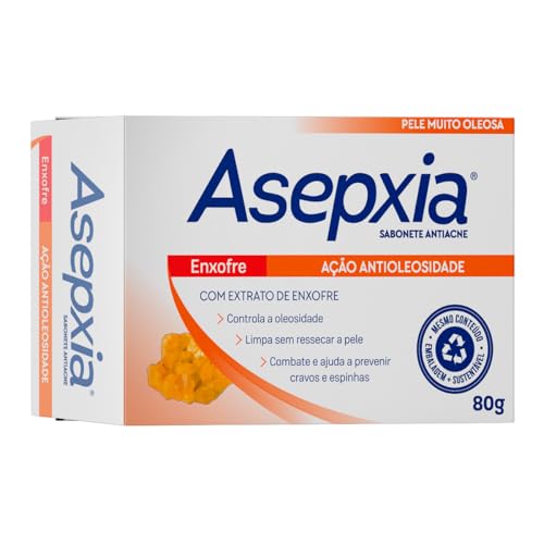 Asepxia Sabonete Facial Enxofre 80g - Antiacne Oleosidade e Cravos Espinhas