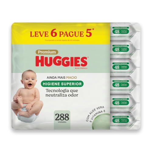 Lenços Huggies Higiene Superior Limpam 2x Mais 6 x 48 Un