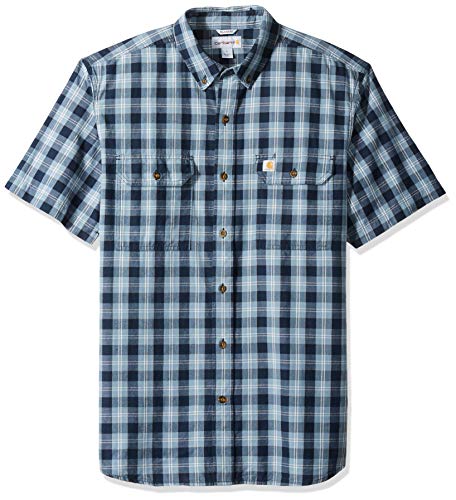 Carhartt Men's Fort Plaid Short Sleeve Shirt, Navy, Large : Amazon.ae: Fashion