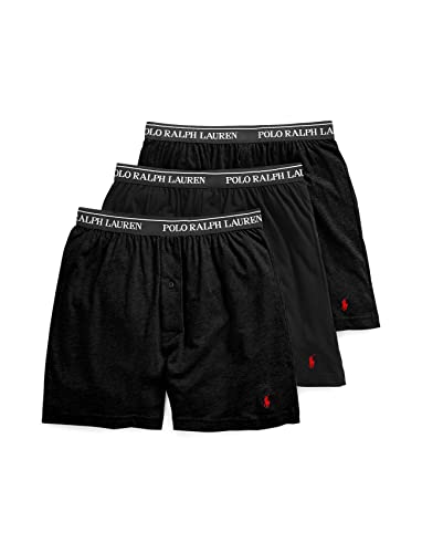Polo Ralph Lauren Underwear Men's Classic Fit Knit Boxers 3-Pack, Polo Black, L