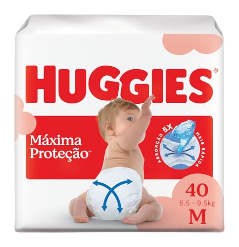 Fralda Descartável Huggies Máxima Proteção Tamanho M 40 unidades – Nova fralda Supreme Care aberta com tecnologia Xtra-F...