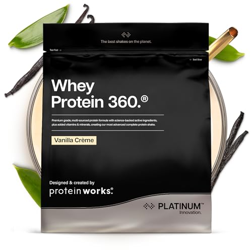 Protein Works | Whey Protein 360 - Platinum Innovation, Premium Whey Protein Blend, Electrolytes, Probiotics, Digestive Enzymes, 26 Vitamins & Minerals, French Vanilla, 17 Servings, 600g