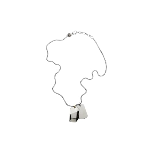 🔥 STARKER PREIS (-49%) Diesel Halsband Für Männer Doppelte Hundemarken, 60Cm+5Cm Silber Edelstahl Halsband, DX1143040