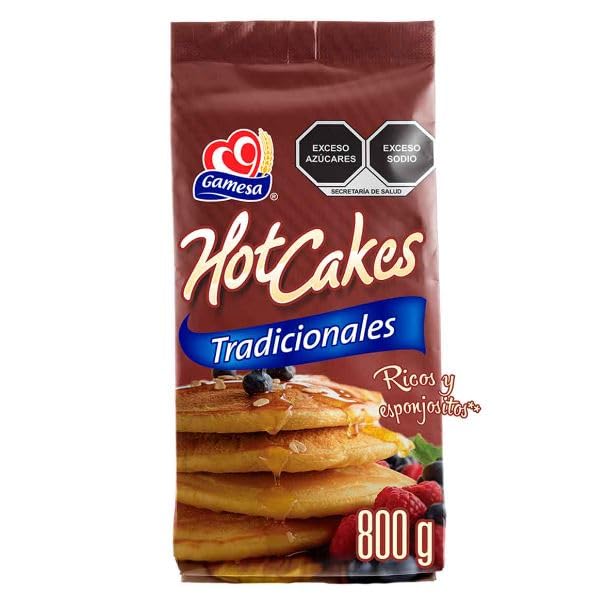 Gamesa Mexican Hot Cakes Pancake Mix. Wheat flour prepared and fortified to cook delicious and fluffy hot cakes. 1 bag (800grs)