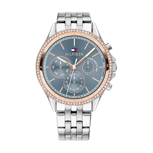 🔥 STARKER PREIS (-51%) Tommy Hilfiger Multi Zifferblatt Quarz Uhr für Damen mit Silbernes Edelstahlarmband - 1781976
