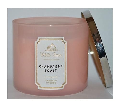 Bath and Body Works White Barn Champagne Toast 3 Wick Candle 14.5 Ounce Basic White Barn Label6 Pack Candles for Home S