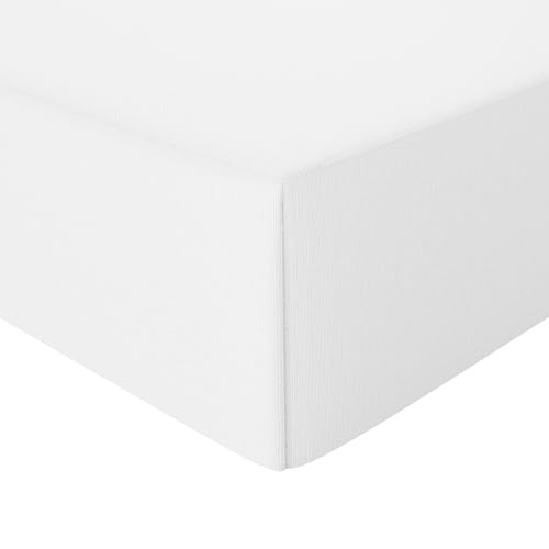 (-20%) Amazon Basics Jersey Spannbettlaken, 100% Baumwolle, Spannbetttuch - Matratzenhöhe bis 30 cm, 180 x 200 cm, Weiß