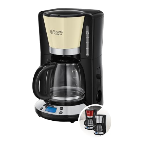 (-44%) Russell Hobbs Kaffeemaschine [Digitaler Timer, Brausekopf für optimale Extraktion&Aroma] Colours+ Creme (1 bis 10 Tassen, 1,25l Glaskanne, Warmhalteplatte, 1100W) Filterkaffeemaschine 24033-56