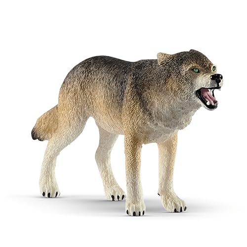 Schleich Wild Life Realistic Prowling Gray Wolf Figurine - Durable North American Forest Animal Figure for Kids, Perfect Toy for Fun and Imaginative Adventures, Gift for Boys and Girls Ages 3+
