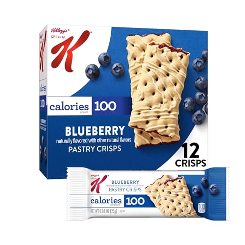 Special K Bar Pastry Crisps, 100 Calorie Snacks, Breakfast Bars, Blueberry, 5.28oz Box (12 Crisps)