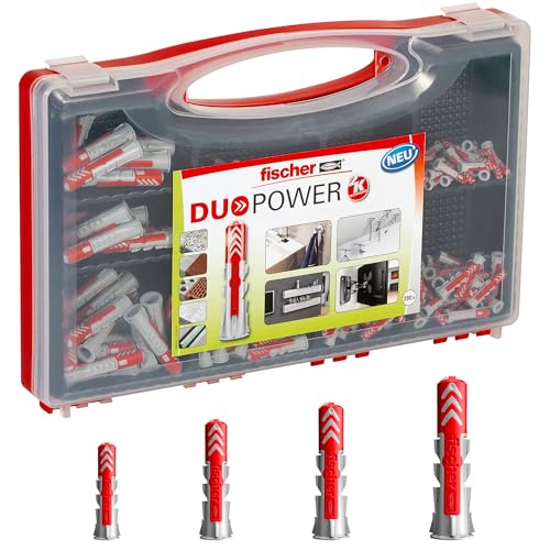(-26%) fischer Red-Box DuoPower, Sortimentsbox mit 280 DuoPower Dübeln (30 Stk. 5 x 25, 140 Stk. 6 x 30, 80 Stk. 8 x 40, 30 Stk. 10 x 50), vorsortiertes Dübel-Set für zahlreiche Baustoffe und Befestigungen