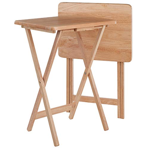 Winsome Alex Set of 2 Foldable Snack Tables, for Living Room, 26", Natural