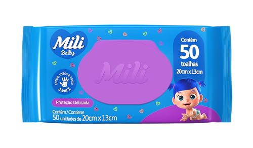 Mili Toalhas Umedecidas Baby, Uso Bebê, Com Aloe Vera e Calêndula, Dermatologicamente Testadas, 50 Unidades