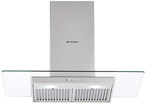 Faber 90 Cm 3 Way Silent Suction Chimney, 1095 m3/hr (Glassy 3D T2S2 LTW 90, 2 Baffle Filters, Stainless Steel)