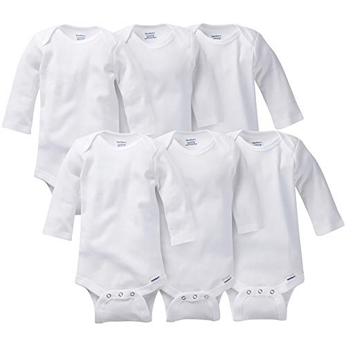 Gerber Unisex Baby Multi-Pack Long-Sleeve Onesies Bodysuit Mitten Cuff Sizes 6-Pack White 6-9 Months