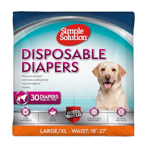 Simple Solution True Fit Disposable Dog Diapers for Female Dogs | Super Absorbent with Wetness Indicator | , White, L/XL